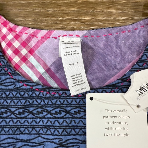 Tea Collection Girls Reversible Sundress Chambray Plaid  10 Back to School NWT - Picture 2 of 11